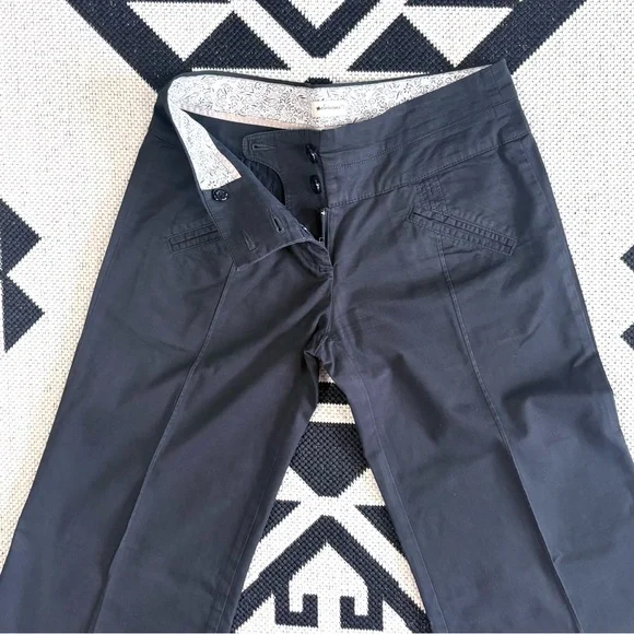 Elevenses x Anthropologie Black Twill Wide Leg Cuffed Trousers Size 2 - Picture 7 of 8